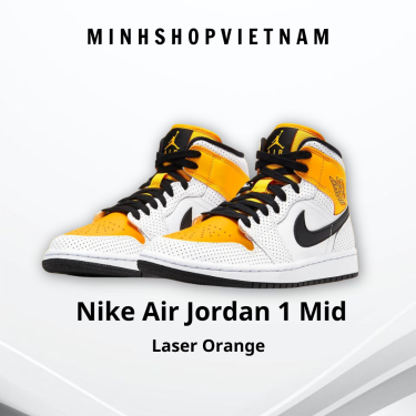 -1000K  ❌ Giày Nike Air Jordan 1 Mid  Laser Orange [BQ6472 107]