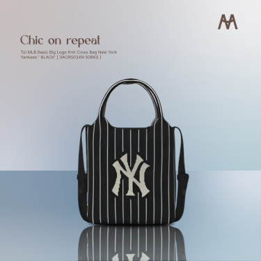 Túi MLB Basic Big Logo Knit Cross Bag New York Yankees  ' BLACK'   [ 3ACRS034N 50BKS  ] - Image 1