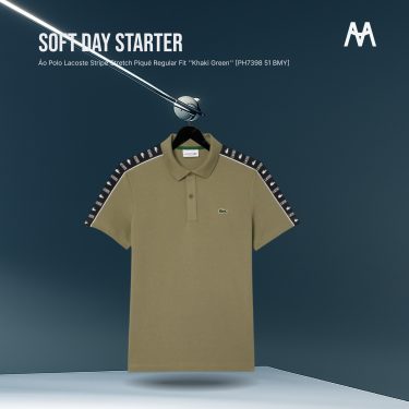 Áo Polo Lacoste Stripe Stretch Piqué Regular Fit ''Khaki Green'' [PH7398 51 BMY] - Image 1