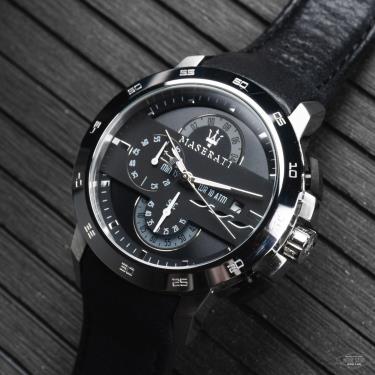 Hàng Chính Hãng Maserati Ingegno Chronograph Silver/Black Leather Strap Watch 2021** R8871619004 hang-chinh-hang-maserati-ingegno-chronograph-silver-black-leather-strap-watch-2021-r8871619004