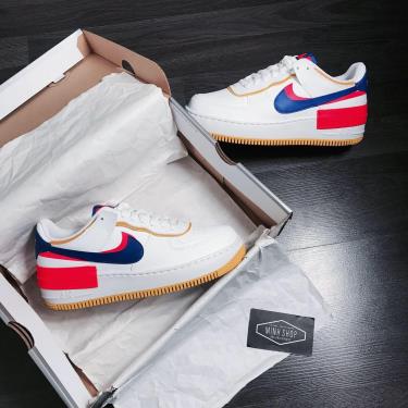 Hàng Chính Hãng Nike Air Force 1 Shadow White/ Blue/Flash Crimson 2021** V