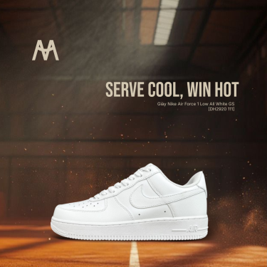 Giày Nike Air Force 1 Low All White GS  [DH2920 111] - Image 1