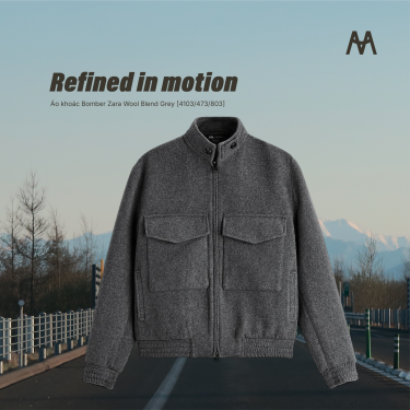 Áo khoác Bomber Zara Wool Blend Grey  [4103/473/803] - Image 1
