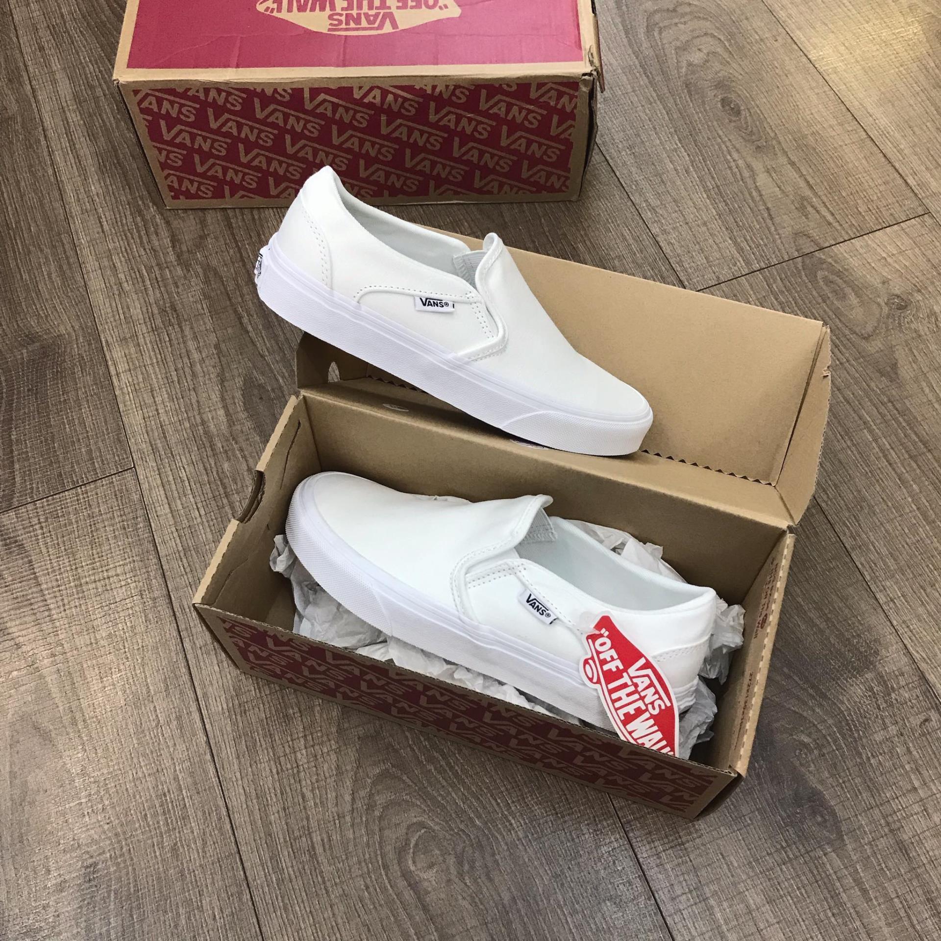 Minhshop.Vn - Sale T5 Giày Vans Asher Canvas Slip-On Women'S White [  Vn0A32Qml7Q ] Áp Dụng Ck