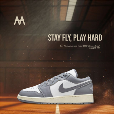 Giày Nike Air Jordan 1 Low (GS) 'Vintage Grey' 553560-053