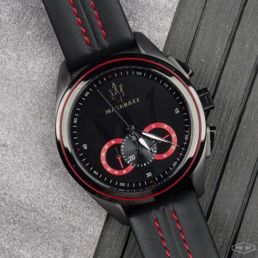 📌 elegant 📌 Hàng Chính Hãng Maserati Traguardo Chronograph Black/Red Dial Watch 2021** [R8871612023]