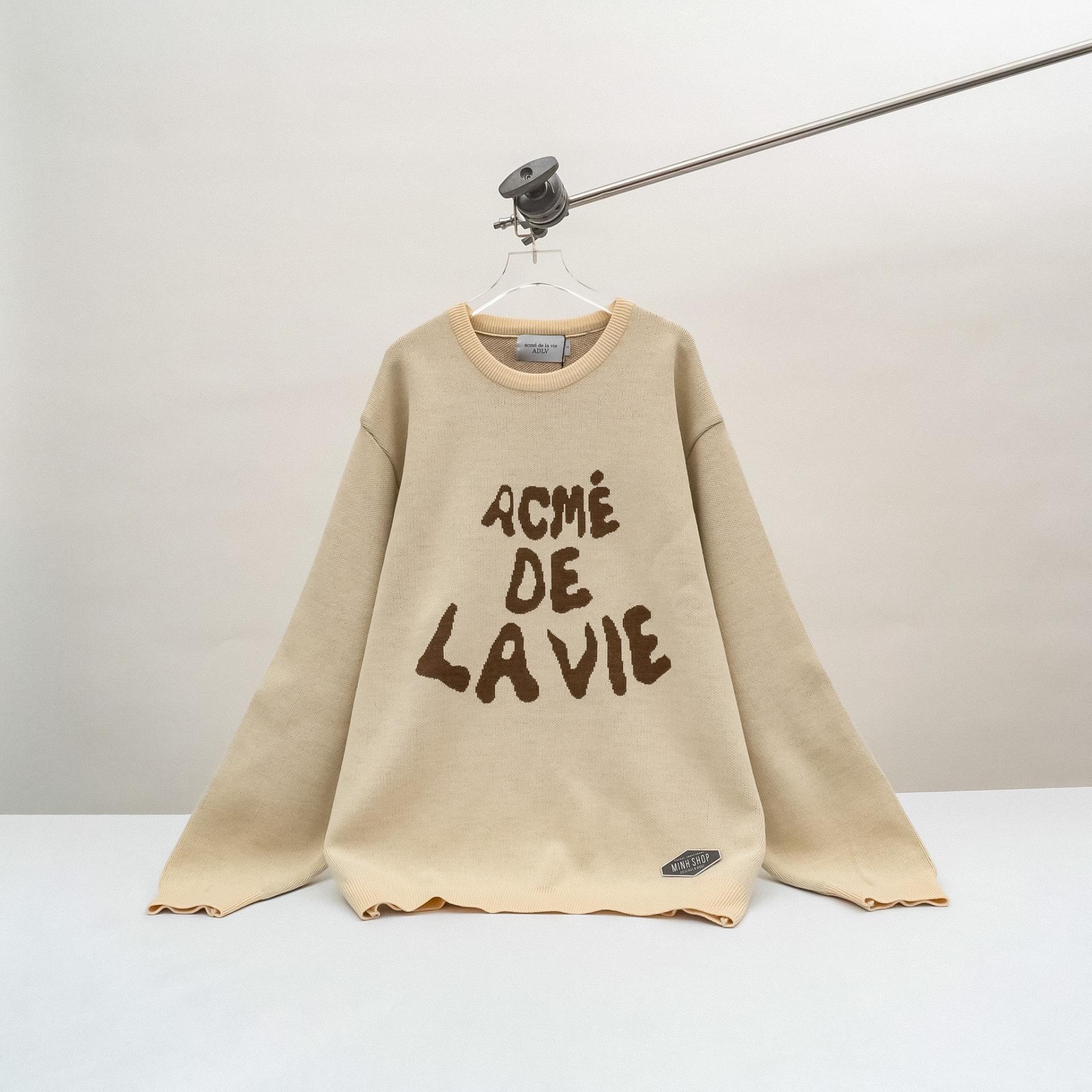 ADLV FRONT FULL LOGO KNIT BEIGE