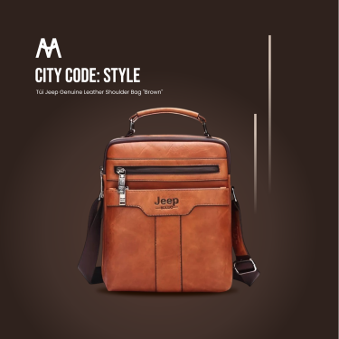 Túi Jeep Genuine Leather Shoulder Bag ''Brown'' - Image 1