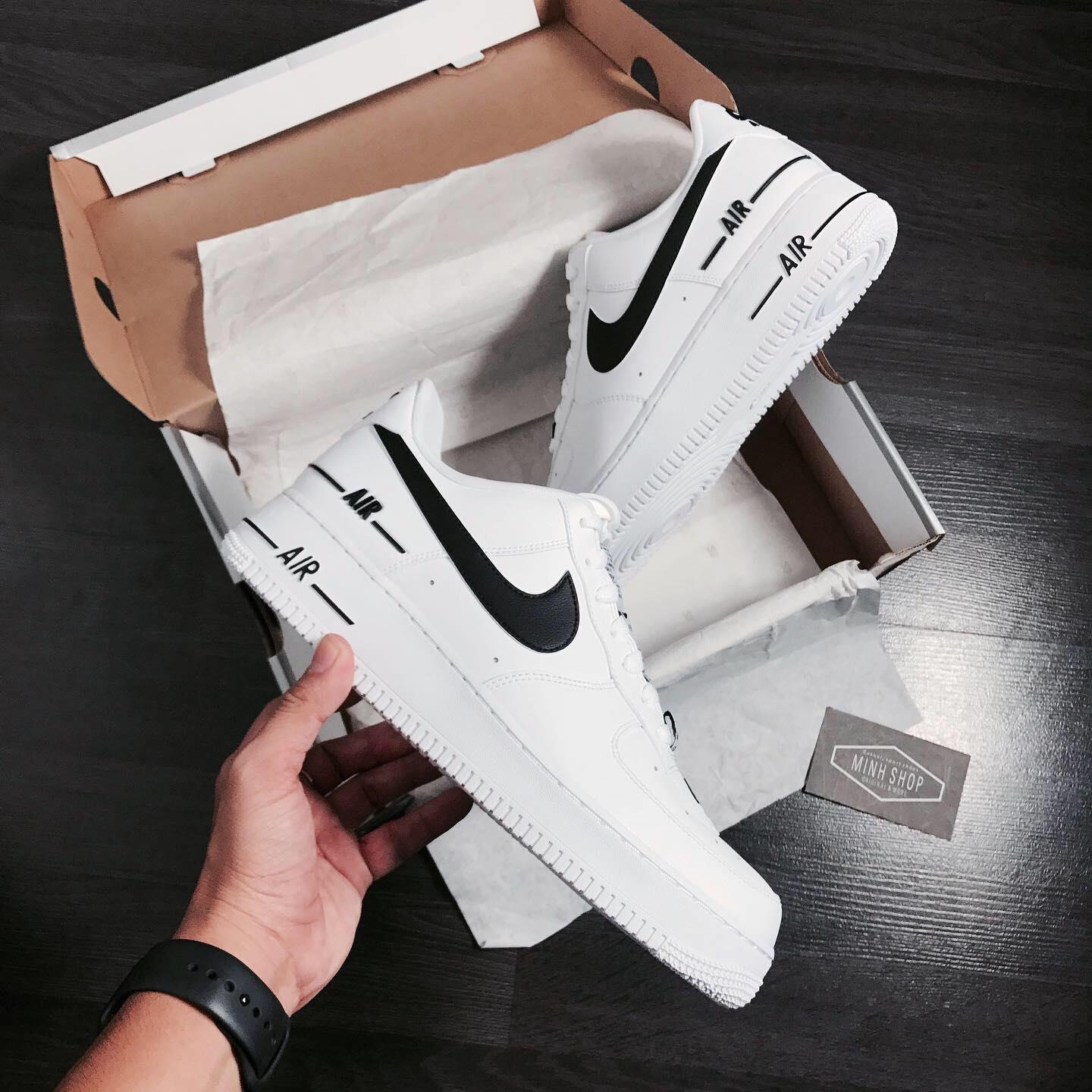 Minhshop.vn - Hàng Chính Hãng Nike Air Force 1 Low LV 8 White/Black LOGO  CUST 2021** V
