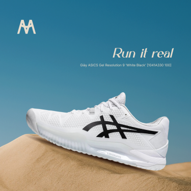 Giày ASICS Gel Resolution 9 ‘White Black’ [1041A330 100] Training / Pickleball / Tennis - Image 1