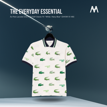 Áo Polo Lacoste Croc Print Golf Classic Fit ''White / Navy Blue'' [DH5181 51 XIB] - Image 1