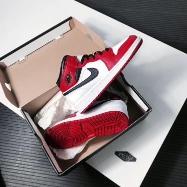 Giày Nike Air Jordan 1 Mid 'Chicago' Red/White GS [554725-173] [ O ]