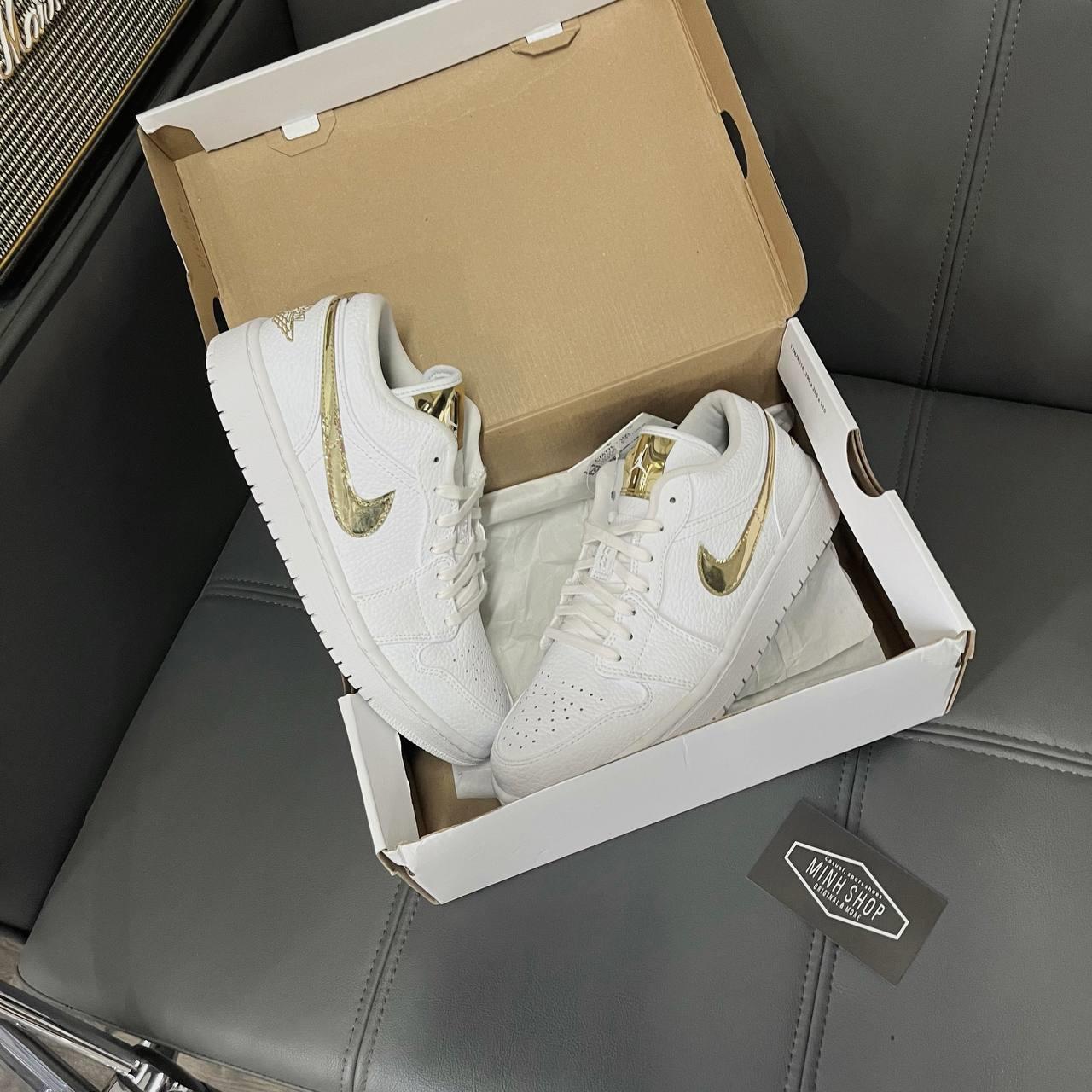 Minhshop.vn - Giày Nike Jordan 1 Low White Metallic Gold [CZ4776