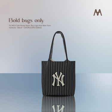 Túi MLB Tote Korea Basic Big Logo Knit New York Yankees ''Black'' [3AORL034N 50BKS] - Image 1
