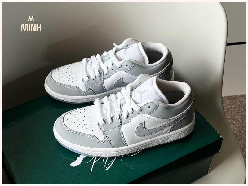 Minhshop.vn - Giày Nike Air Jordan 1 Low White Wolf Grey