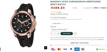 Đồng Hồ Maserati Sfida Chronograph 'Black/Gold Silicone '  [R8851123008]