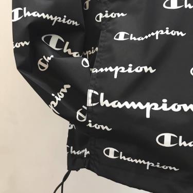 Hàng Chính Hãng Áo Khoác Champion Packable Jacket Black All Over Logo 2020**
