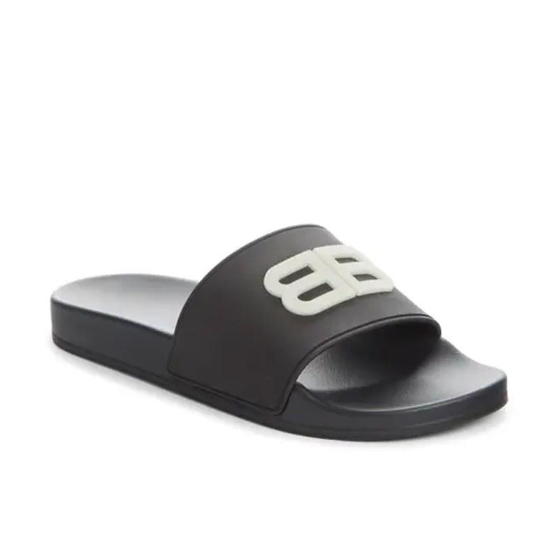NEW Balenciaga Men039s Black Rubber Printed Logo Slides Sandals Shoes 40  E 7 US  eBay