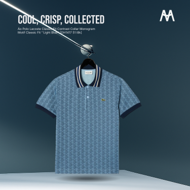 Áo Polo Lacoste Classic Fit Contrast Collar Monogram Motif Classic Fit ''Light Blue'' [DH1417 51 l8k] - Image 1