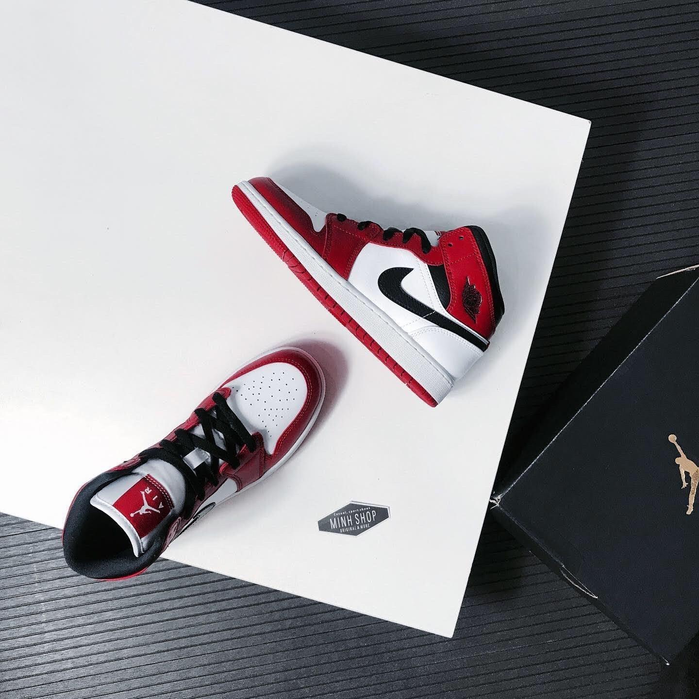 Minhshop.Vn - Giày Nike Air Jordan 1 Mid 'Chicago' Red /White **  [554724-173]