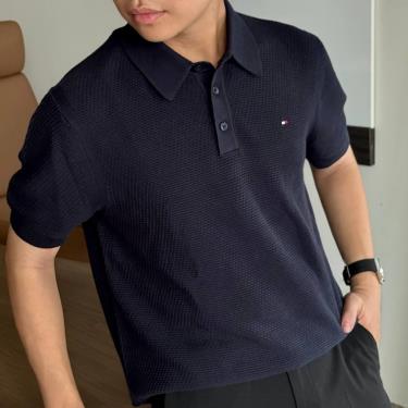 Áo Polo Tommy Hilfiger Waffle Knit Collar Short Sleeve ''Navy'' [XM03872 403] - Image 1