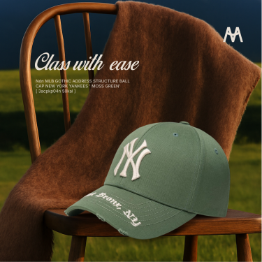 Nón MLB GOTHIC ADDRESS STRUCTURE BALL CAP NEW YORK YANKEES ' MOSS GREEN' [ 3acpkp04n 50kal  ] - Image 1